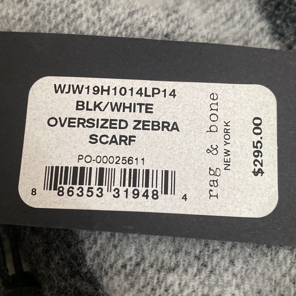 NWT Rag & Bone oversized zebra statement scarf. Soft!! Price firm - Picture 6 of 6